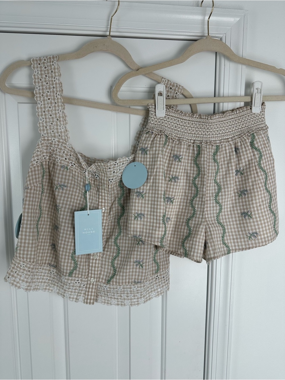 Hill House xs gingham vine matching set nwt